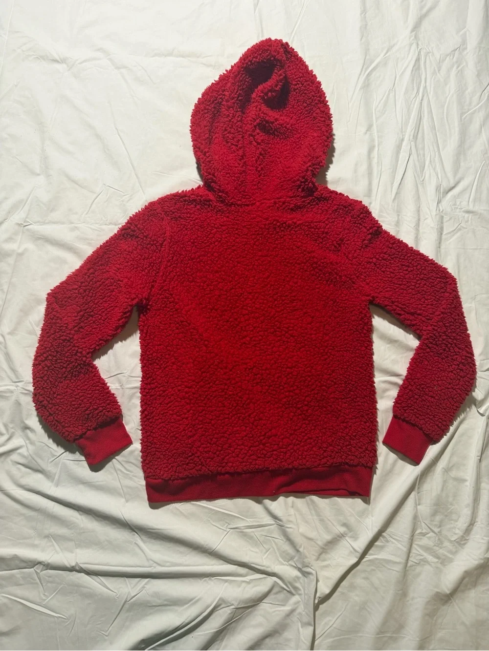 No Boundaries Girl’s Sherpa Pullover Hoodie Y2K Red (M 7-9)